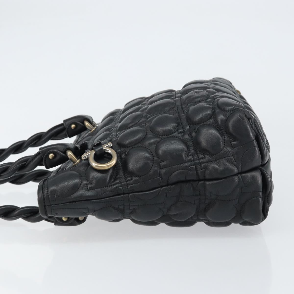 Salvatore Ferragamo Hand Bag Leather Black Auth 156381V