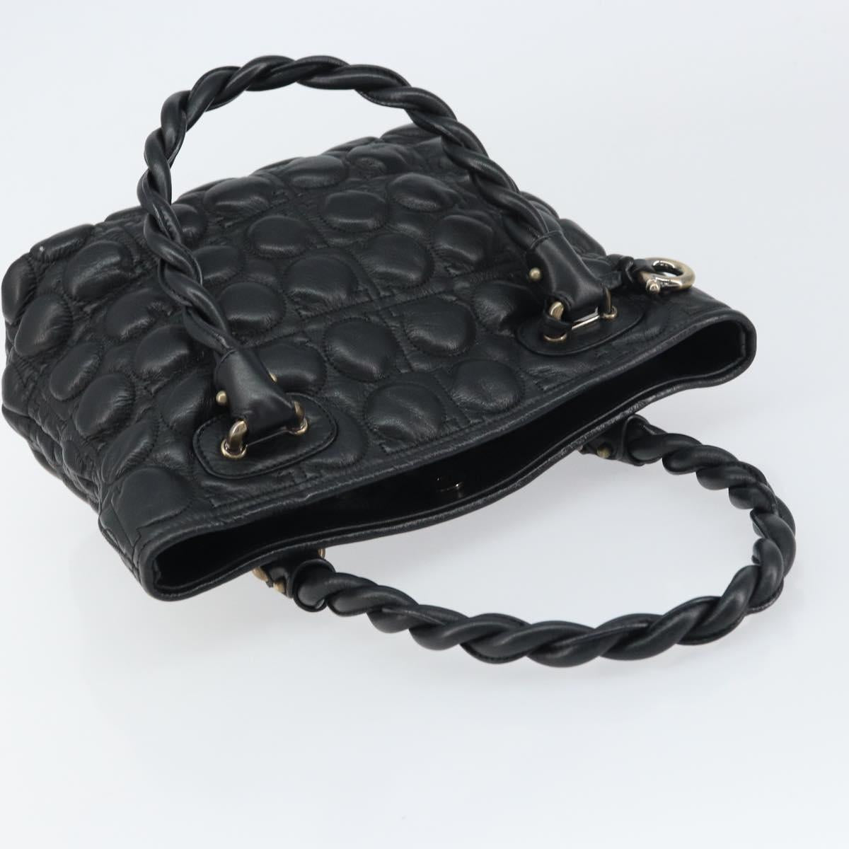 Salvatore Ferragamo Hand Bag Leather Black Auth 156381V