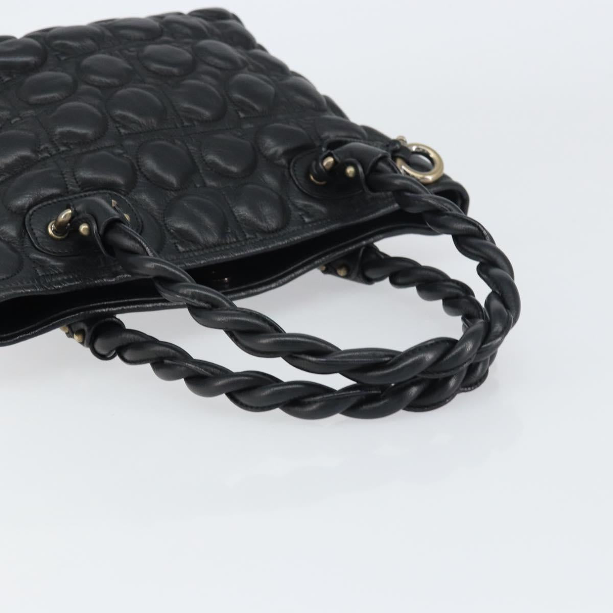 Salvatore Ferragamo Hand Bag Leather Black Auth 156381V