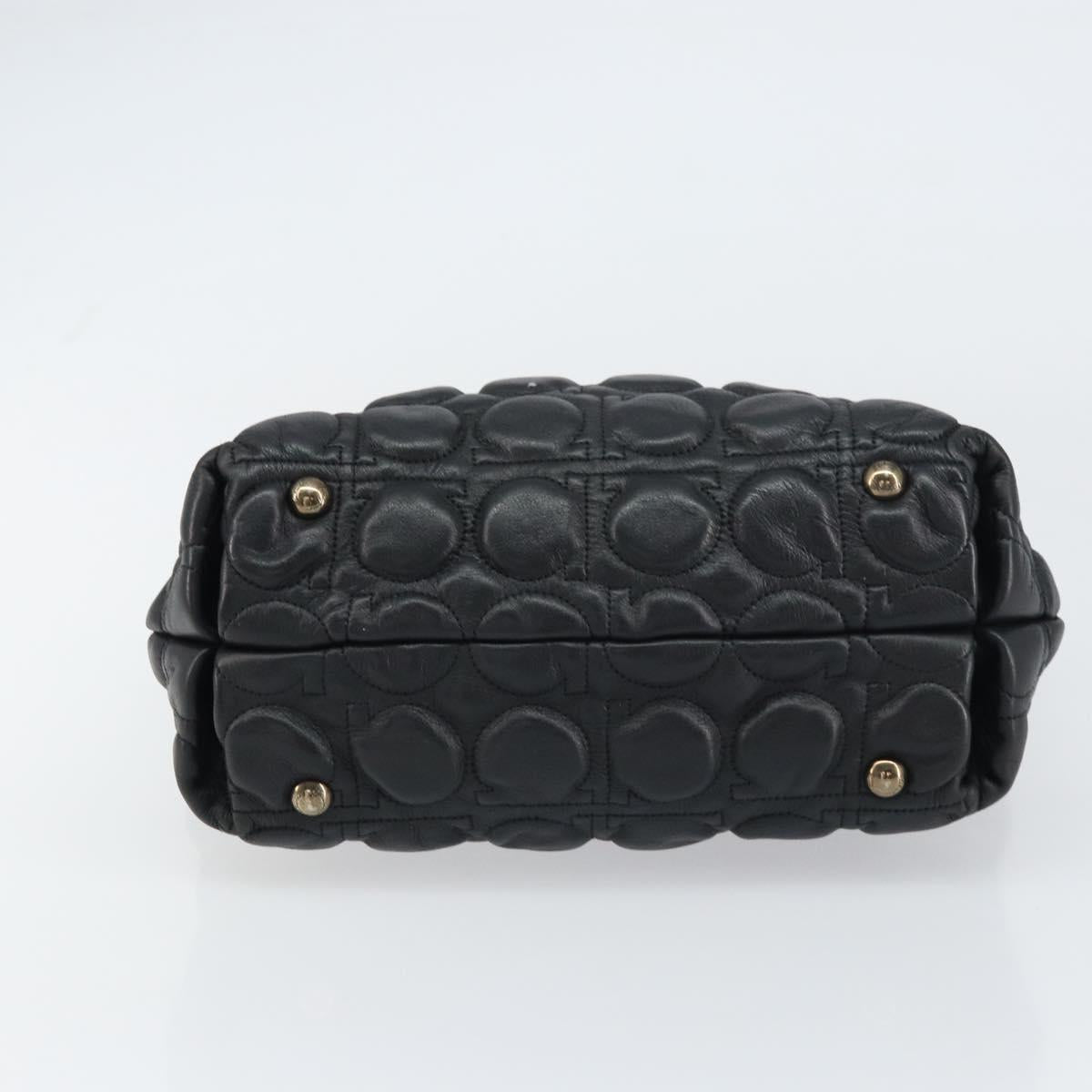 Salvatore Ferragamo Hand Bag Leather Black Auth 156381V