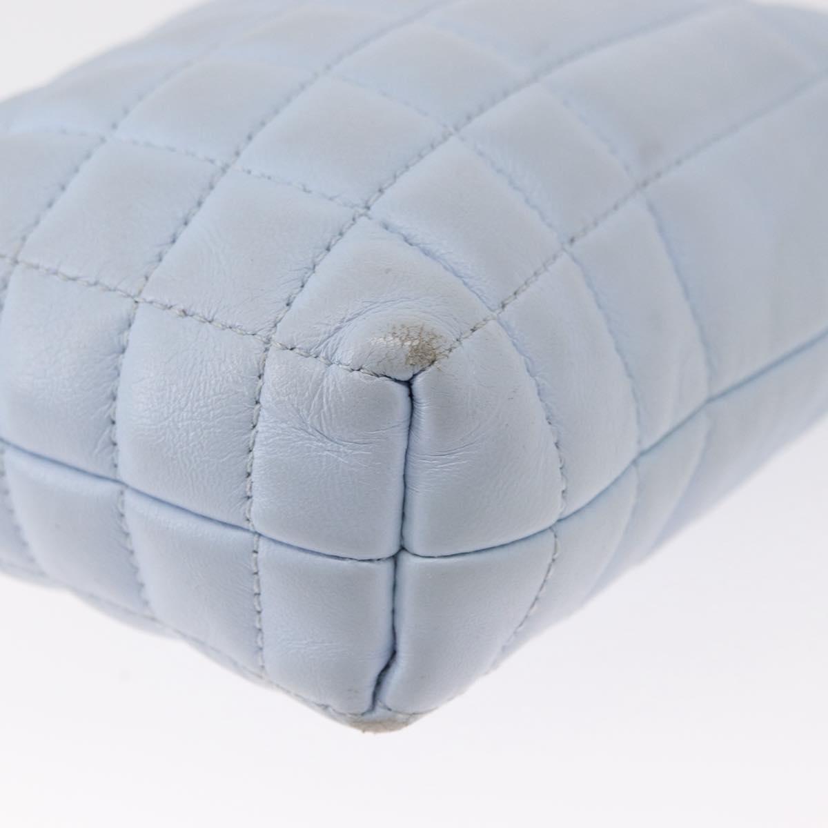 BURBERRY Chain Shoulder Bag Leather Blue Gold Auth 156382