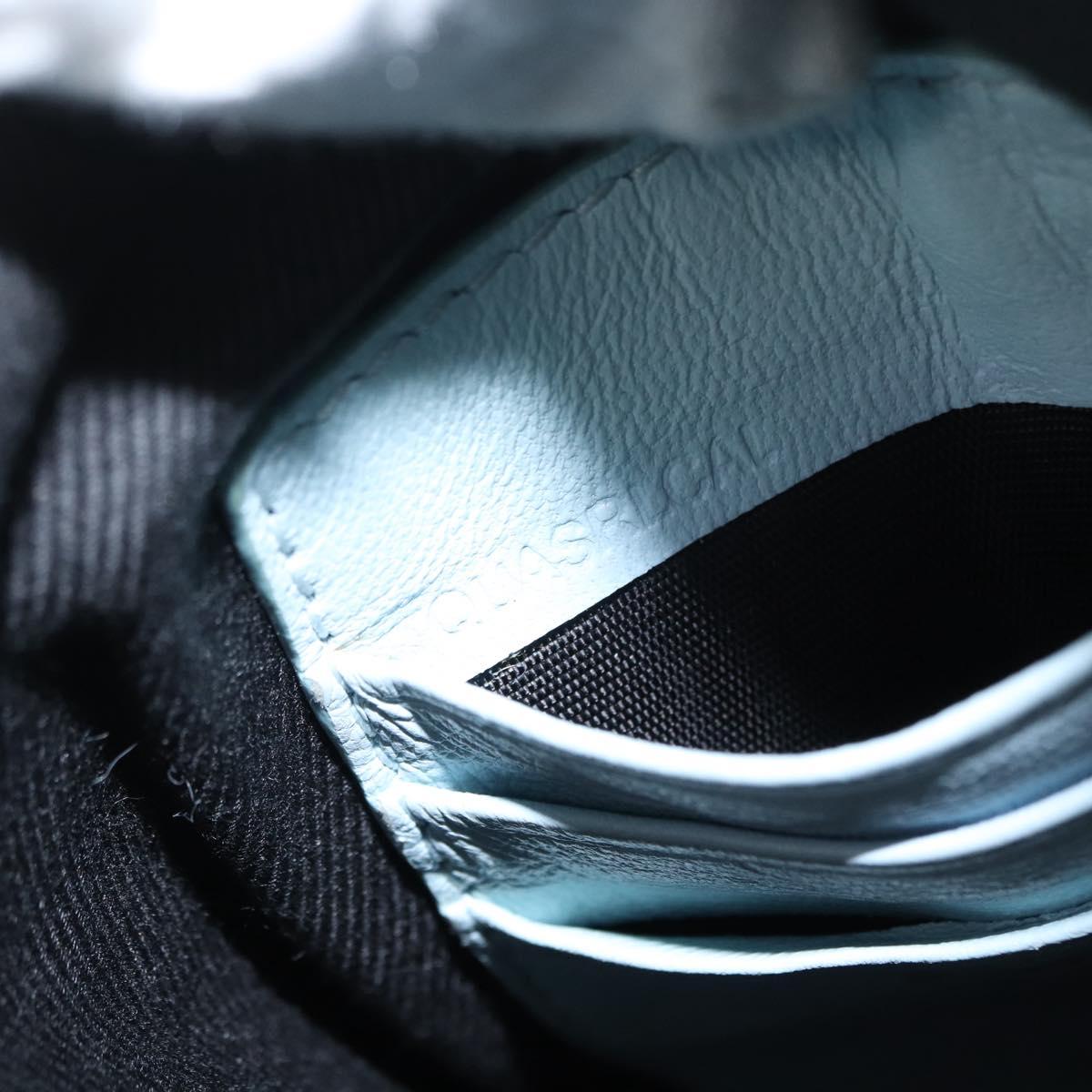 BURBERRY Chain Shoulder Bag Leather Blue Gold Auth 156382