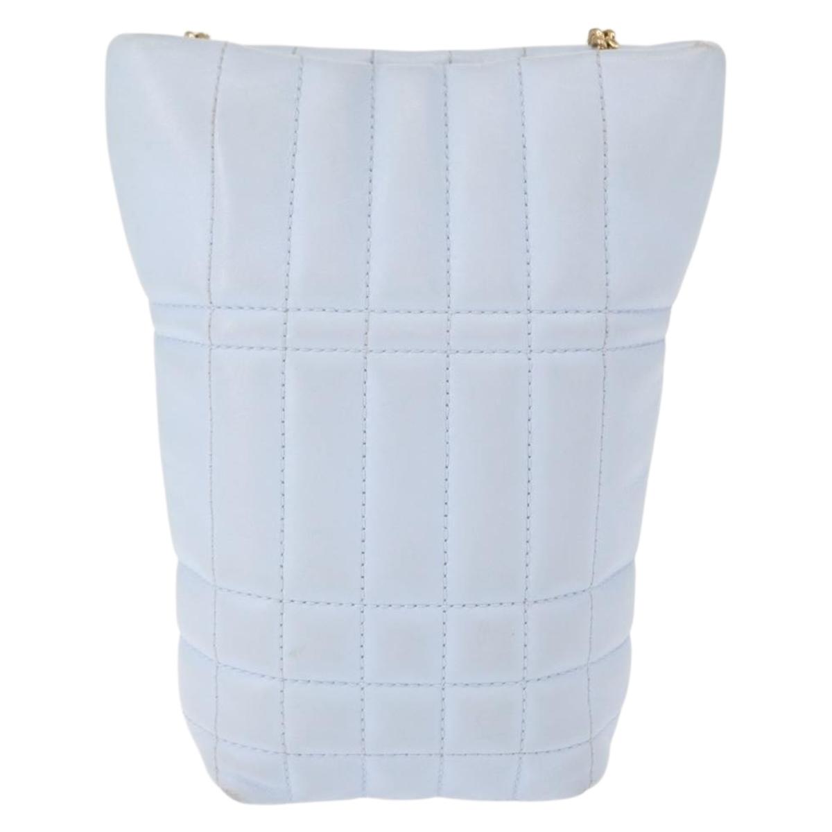 BURBERRY Chain Shoulder Bag Leather Blue Gold Auth 156382