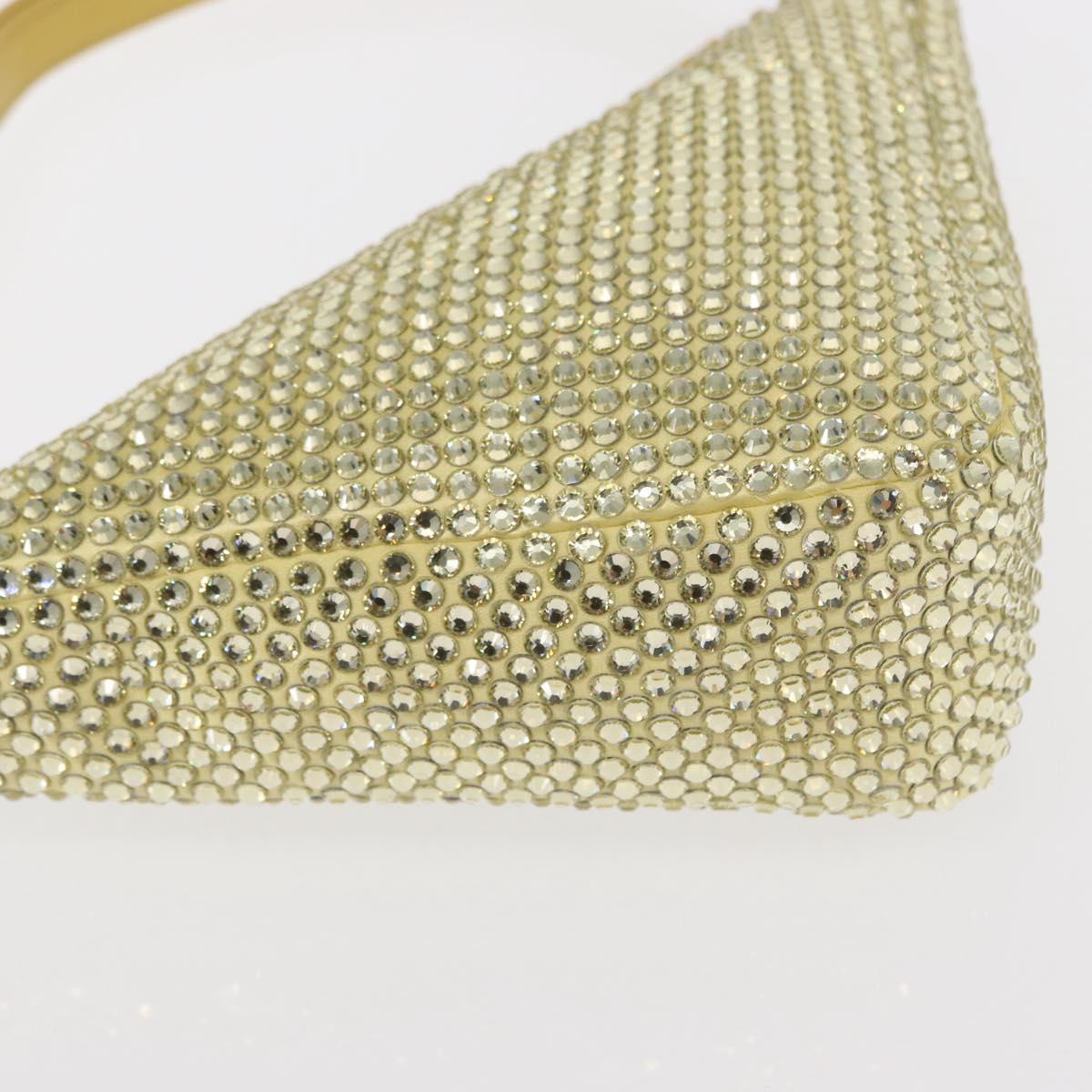 PRADA Shoulder Bag Satin Yellow Silver Auth 156383SM