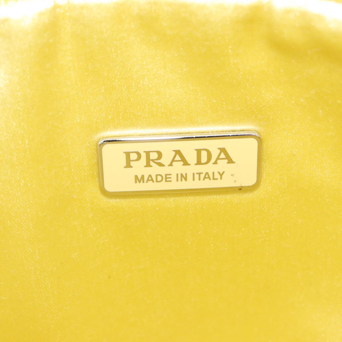 PRADA Shoulder Bag Satin Yellow Silver Auth 156383SM