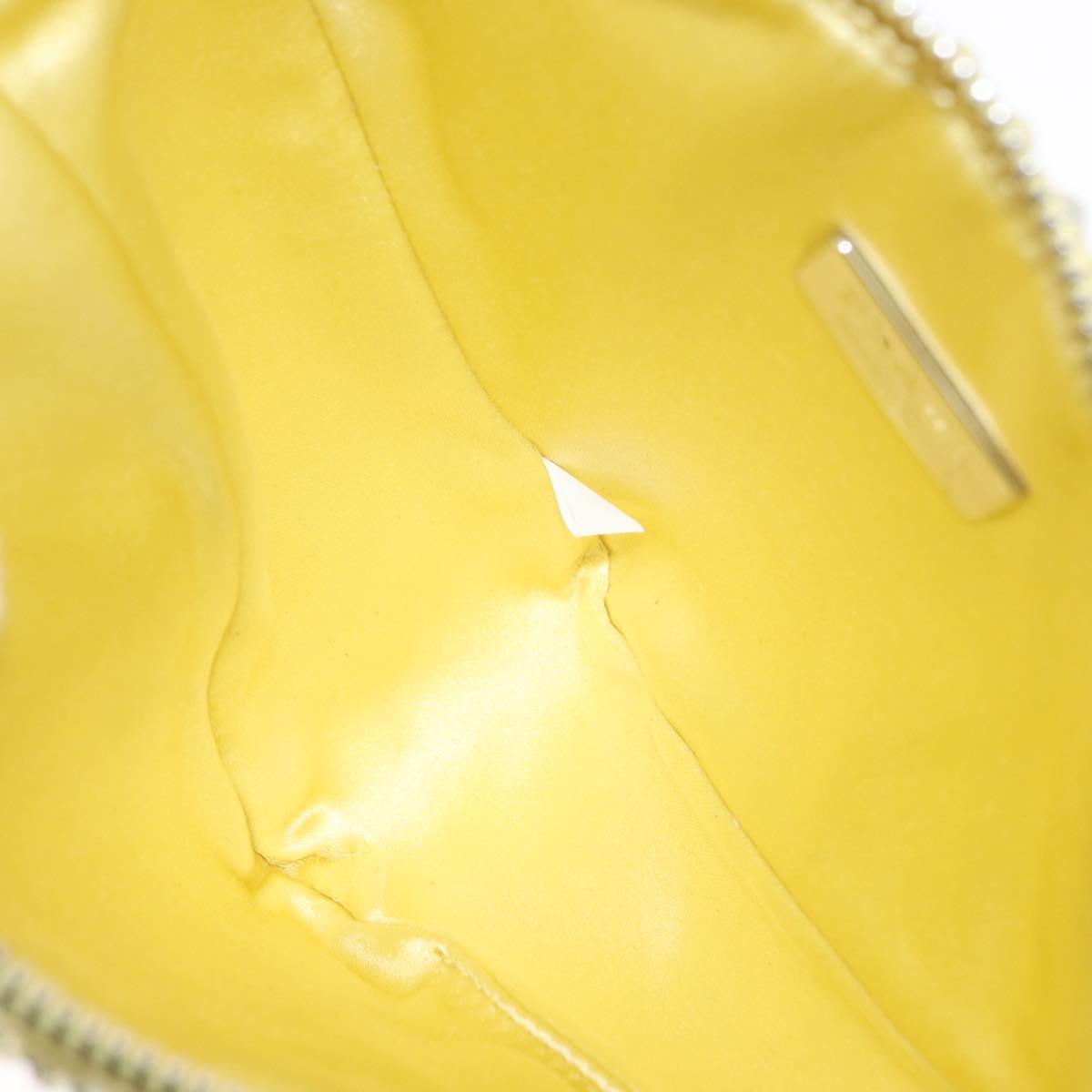 PRADA Shoulder Bag Satin Yellow Silver Auth 156383SM