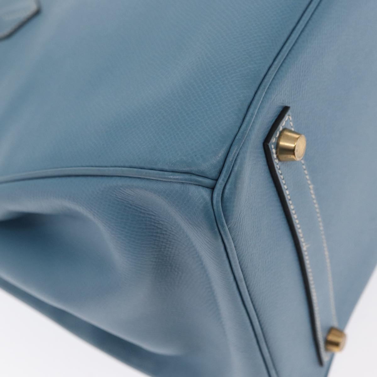HERMES Birkin 35 Hand Bag Epsom Embossed Light Blue Gold Auth 156385SM