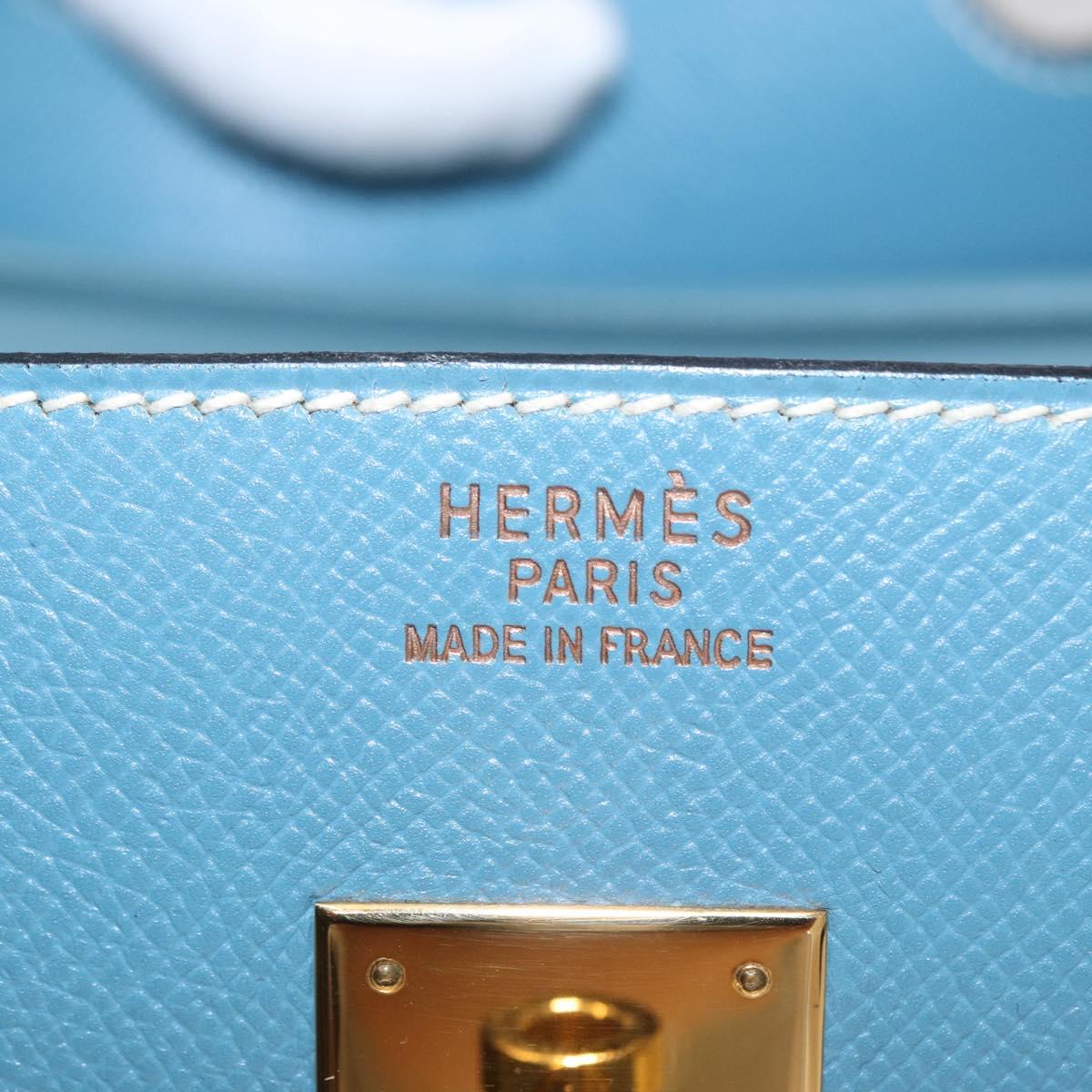 HERMES Birkin 35 Hand Bag Epsom Embossed Light Blue Gold Auth 156385SM