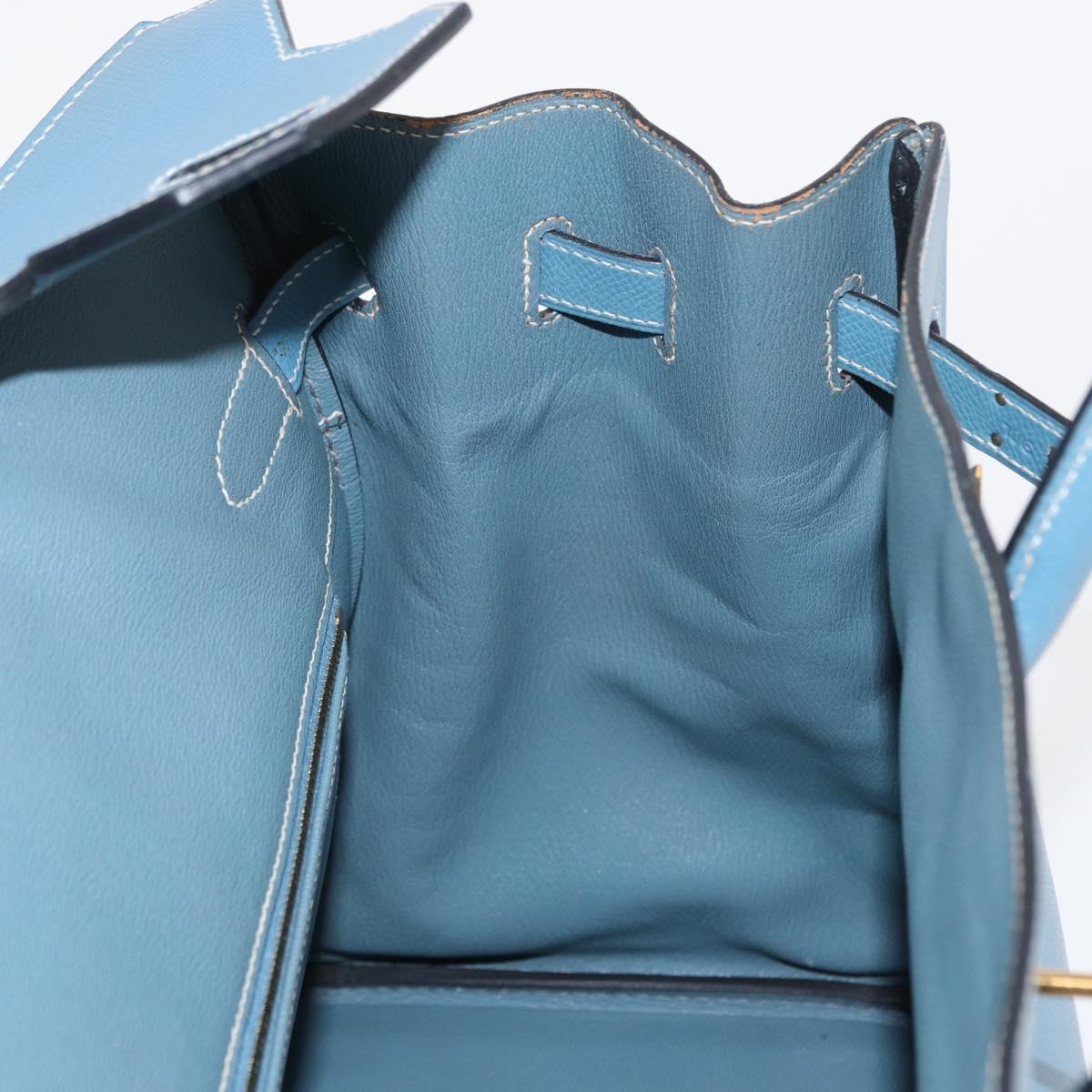 HERMES Birkin 35 Hand Bag Epsom Embossed Light Blue Gold Auth 156385SM