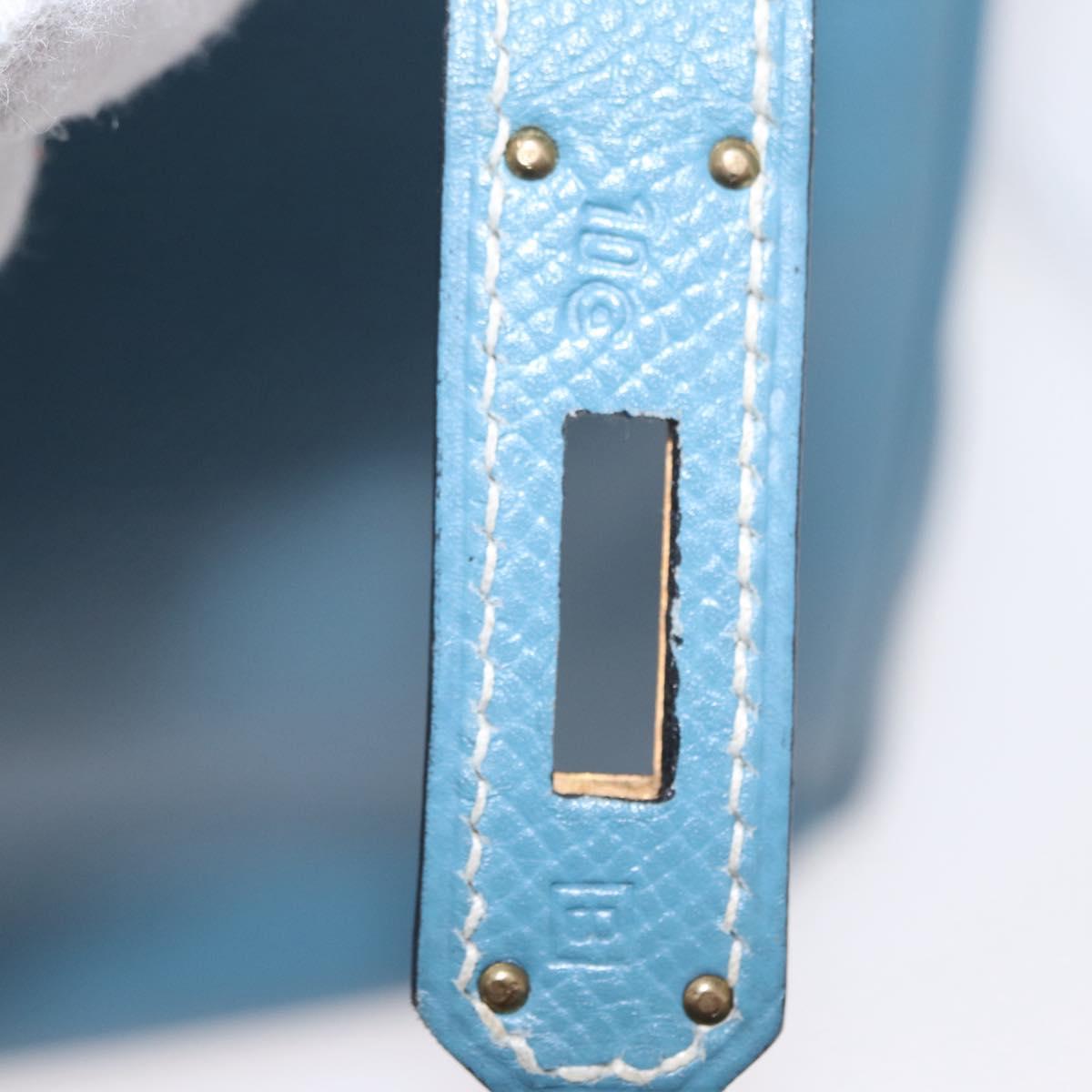 HERMES Birkin 35 Hand Bag Epsom Embossed Light Blue Gold Auth 156385SM