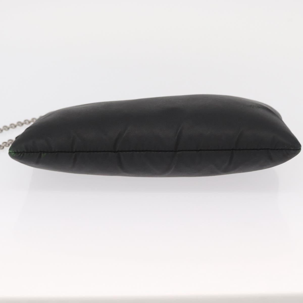 PRADA Chain Shoulder Bag Nylon Black Silver Auth 156386