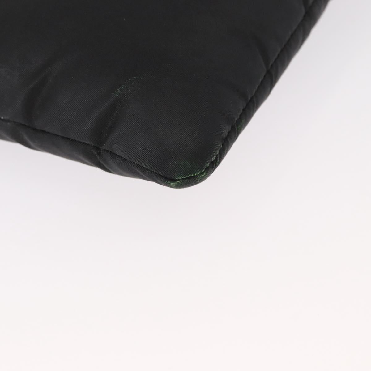 PRADA Chain Shoulder Bag Nylon Black Silver Auth 156386