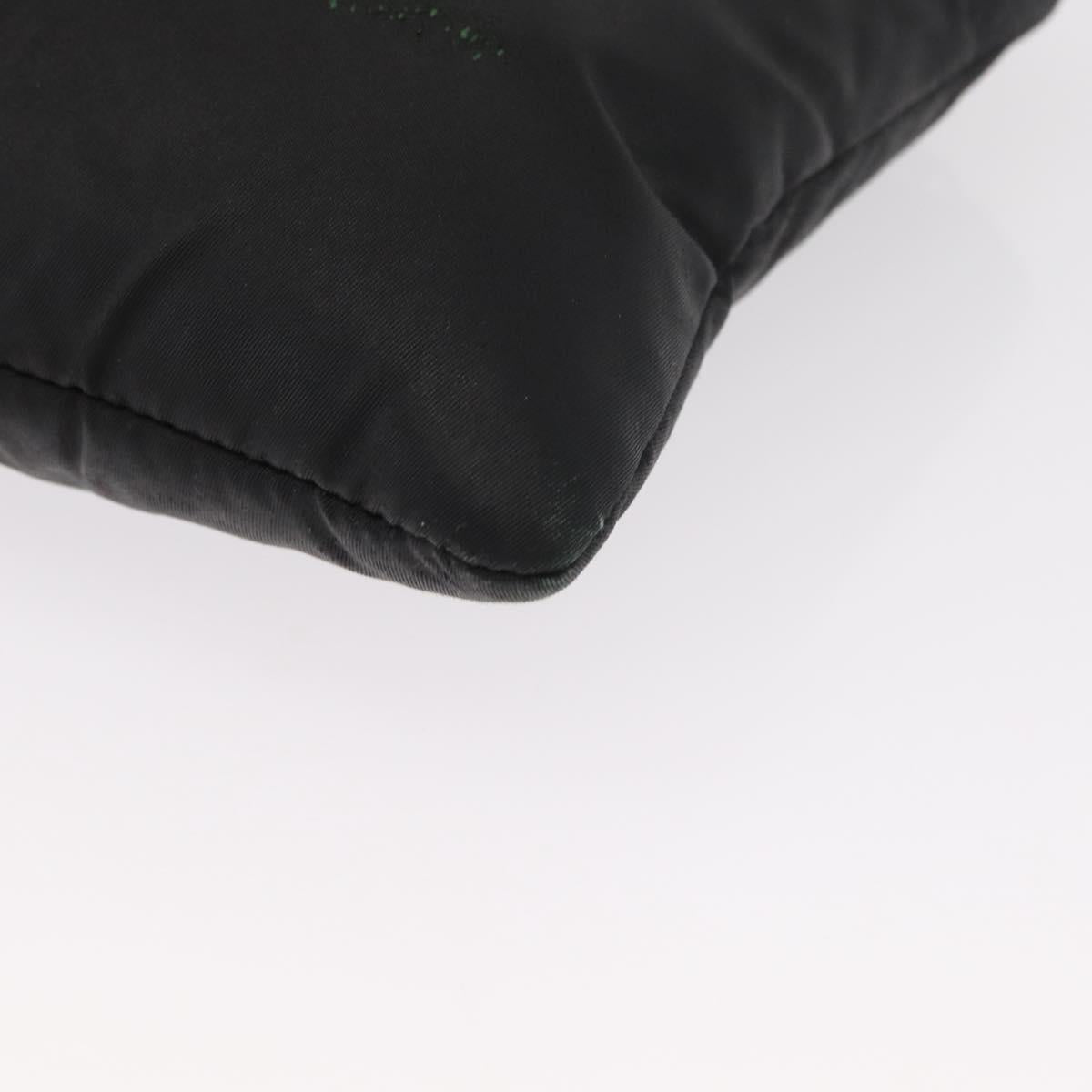 PRADA Chain Shoulder Bag Nylon Black Silver Auth 156386