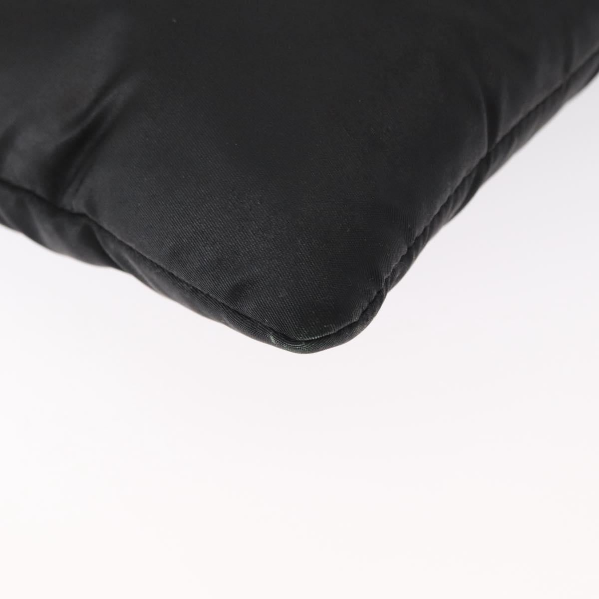 PRADA Chain Shoulder Bag Nylon Black Silver Auth 156386