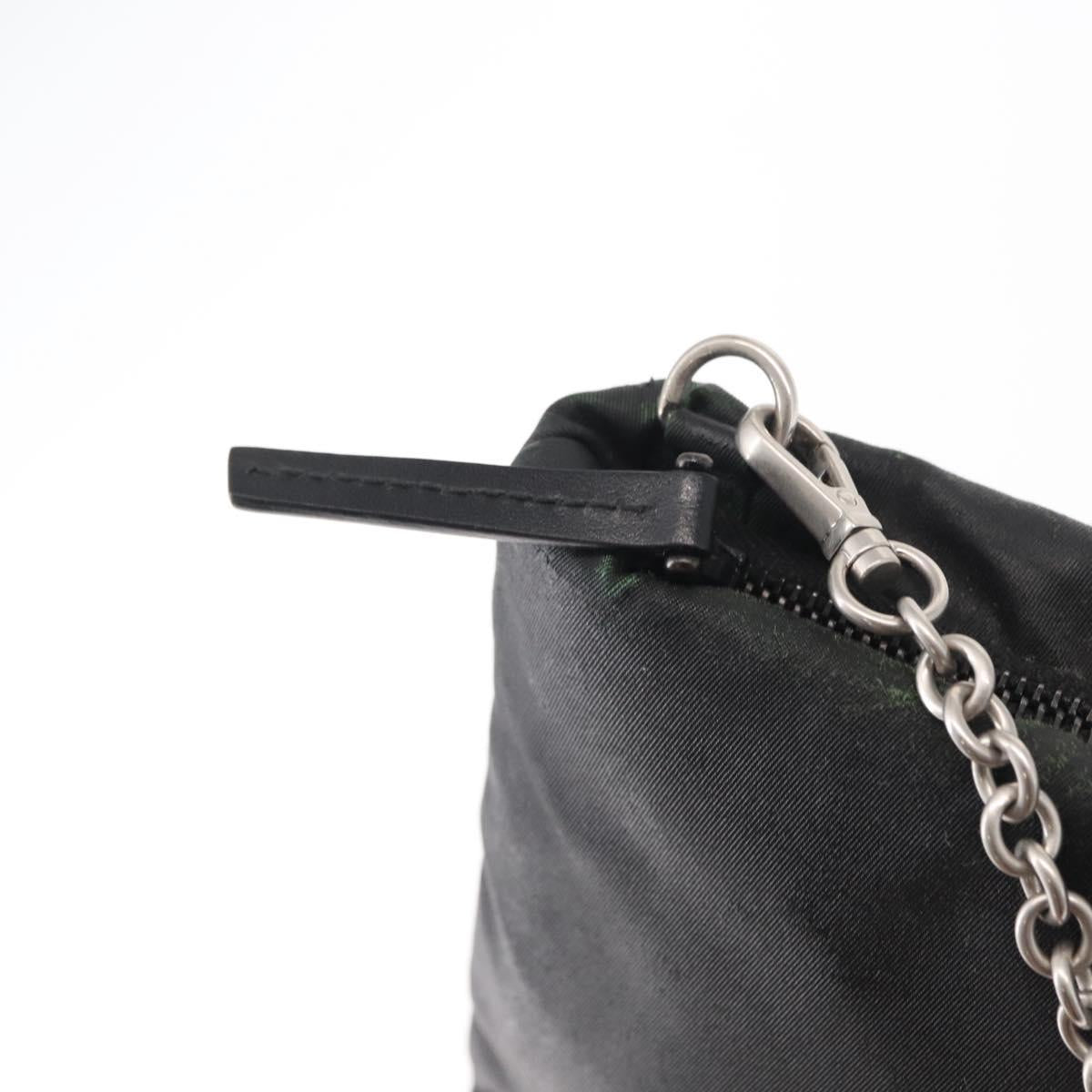 PRADA Chain Shoulder Bag Nylon Black Silver Auth 156386