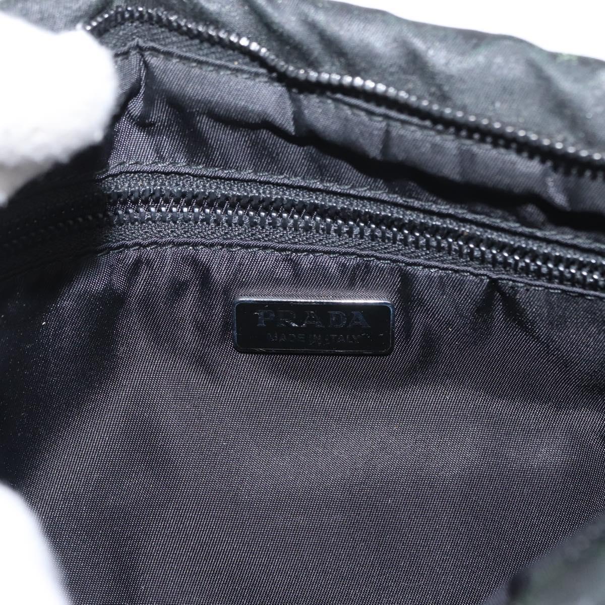 PRADA Chain Shoulder Bag Nylon Black Silver Auth 156386