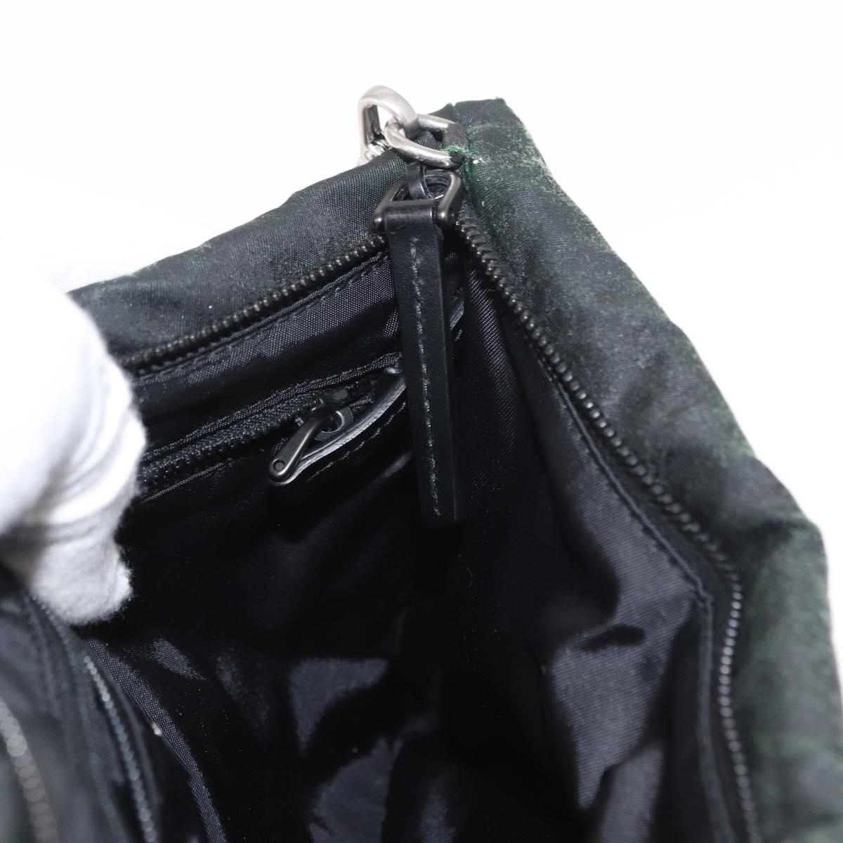 PRADA Chain Shoulder Bag Nylon Black Silver Auth 156386