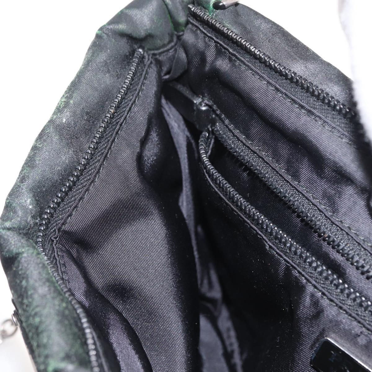 PRADA Chain Shoulder Bag Nylon Black Silver Auth 156386