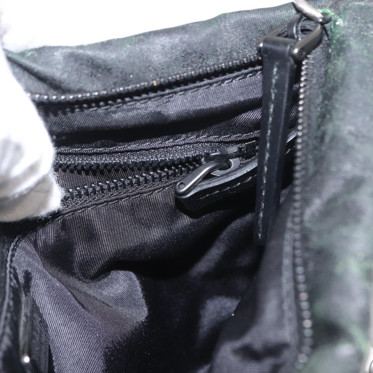 PRADA Chain Shoulder Bag Nylon Black Silver Auth 156386