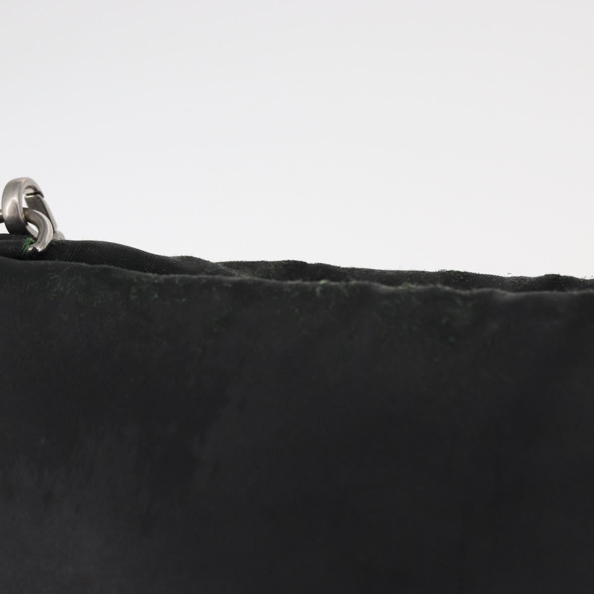 PRADA Chain Shoulder Bag Nylon Black Silver Auth 156386