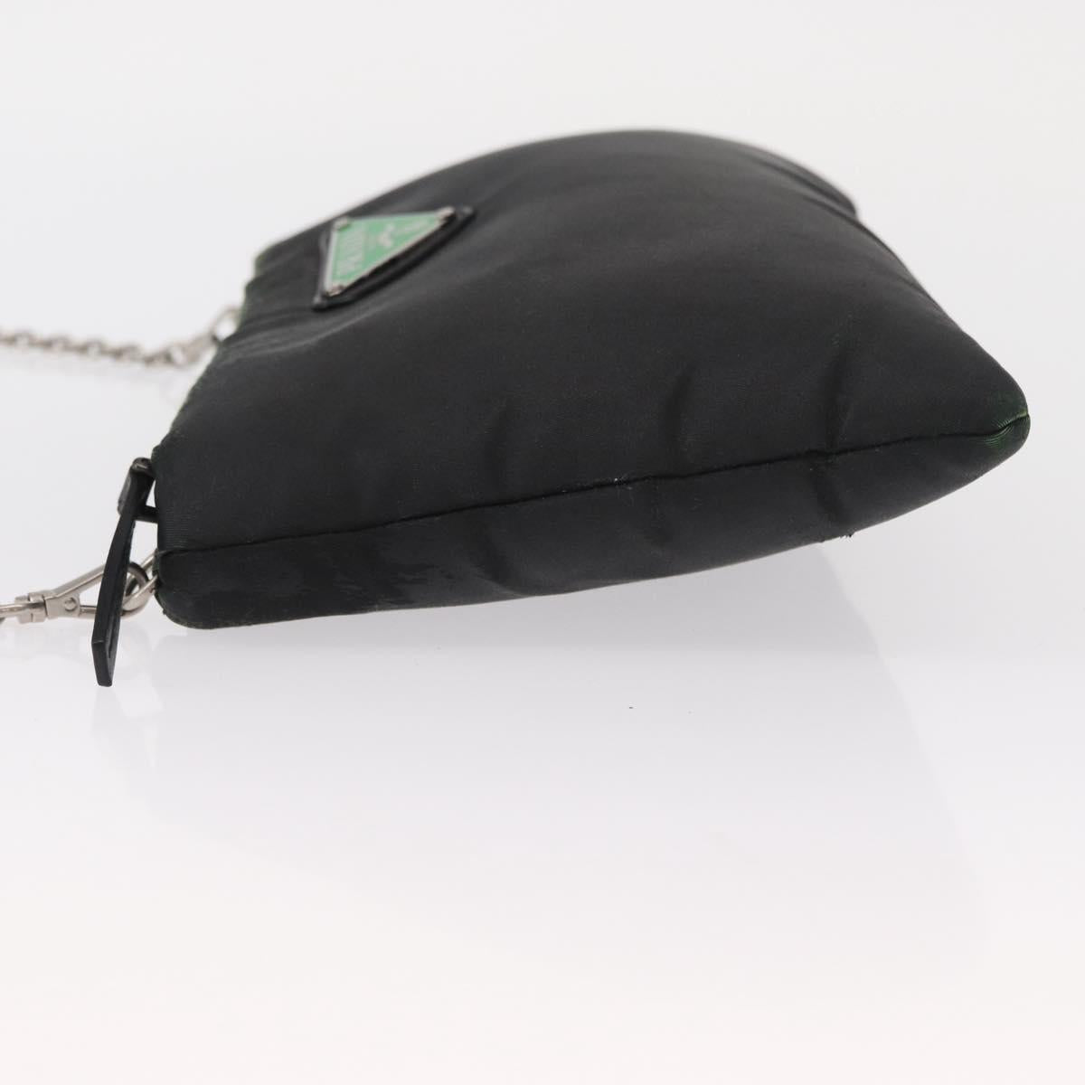PRADA Chain Shoulder Bag Nylon Black Silver Auth 156386