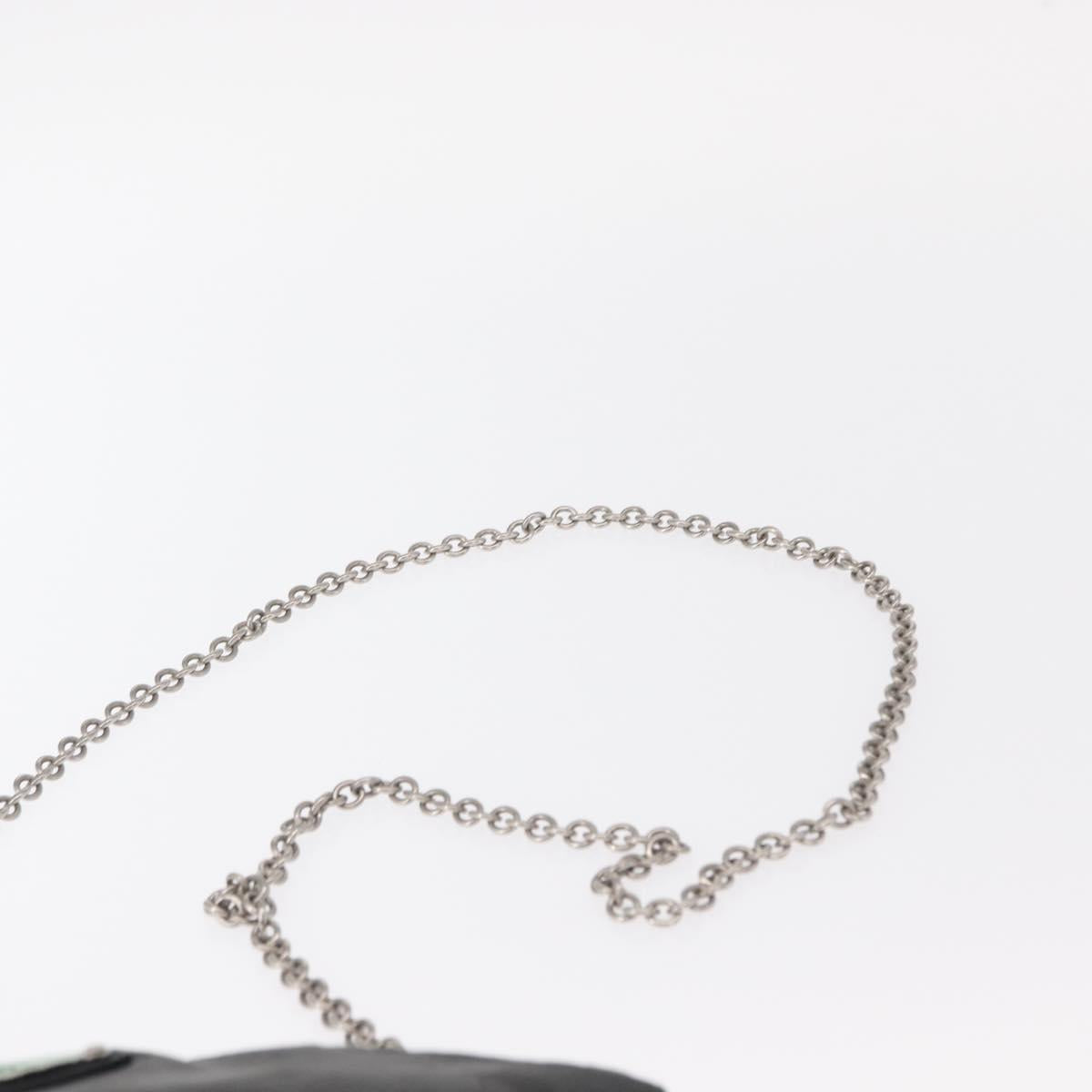PRADA Chain Shoulder Bag Nylon Black Silver Auth 156386