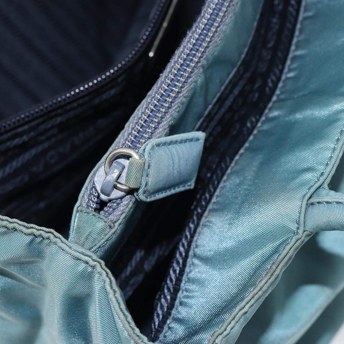 PRADA Hand Bag Nylon Blue Silver Auth 156387