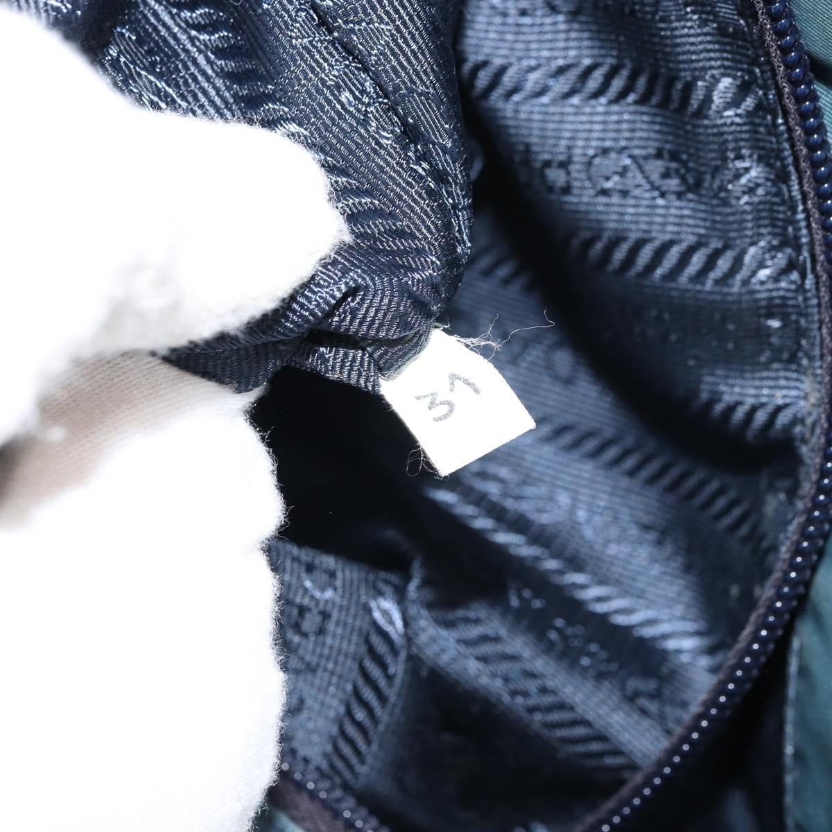 PRADA Hand Bag Nylon Blue Silver Auth 156387