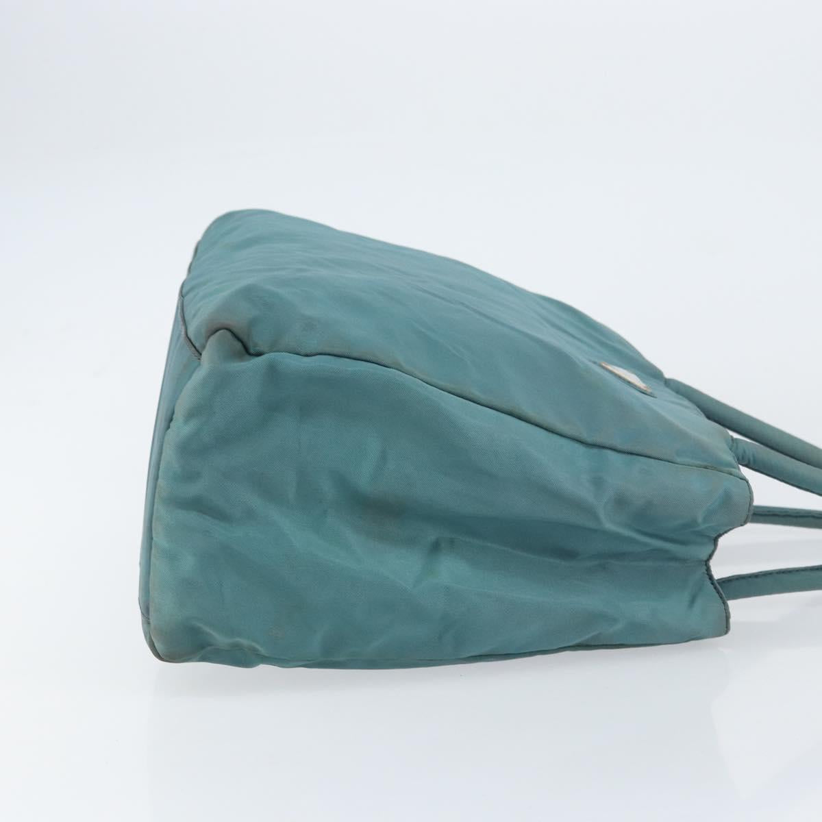 PRADA Hand Bag Nylon Blue Silver Auth 156387