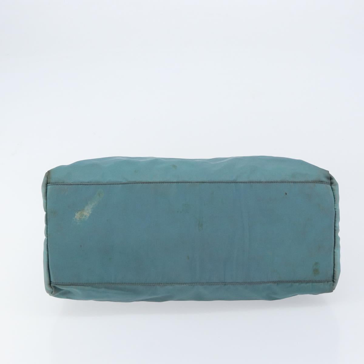 PRADA Hand Bag Nylon Blue Silver Auth 156387