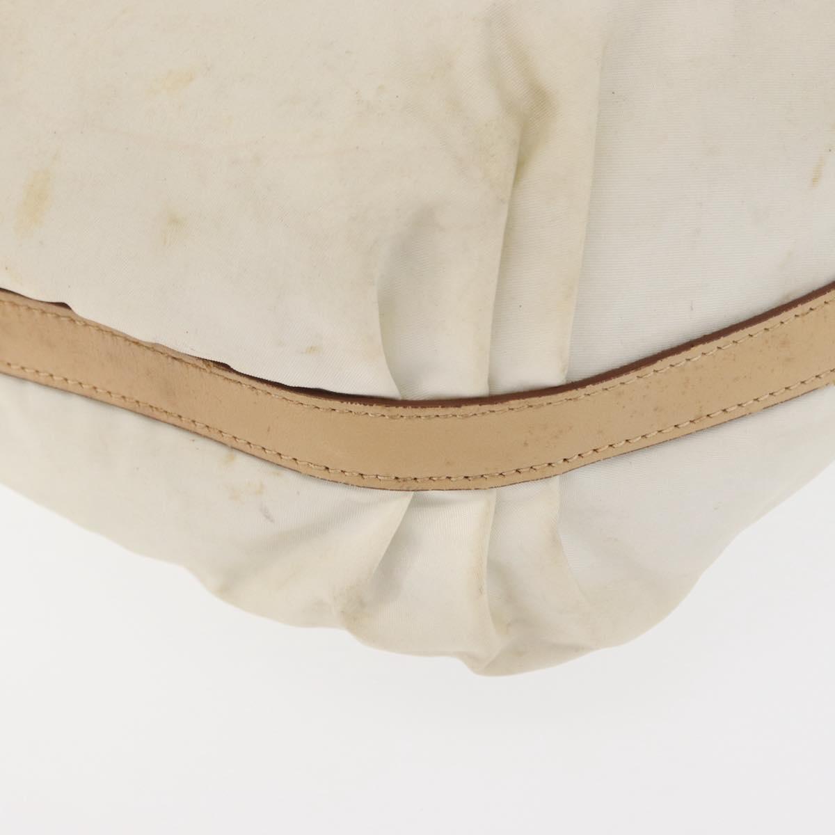 PRADA Shoulder Bag Nylon Beige Silver Auth 156388