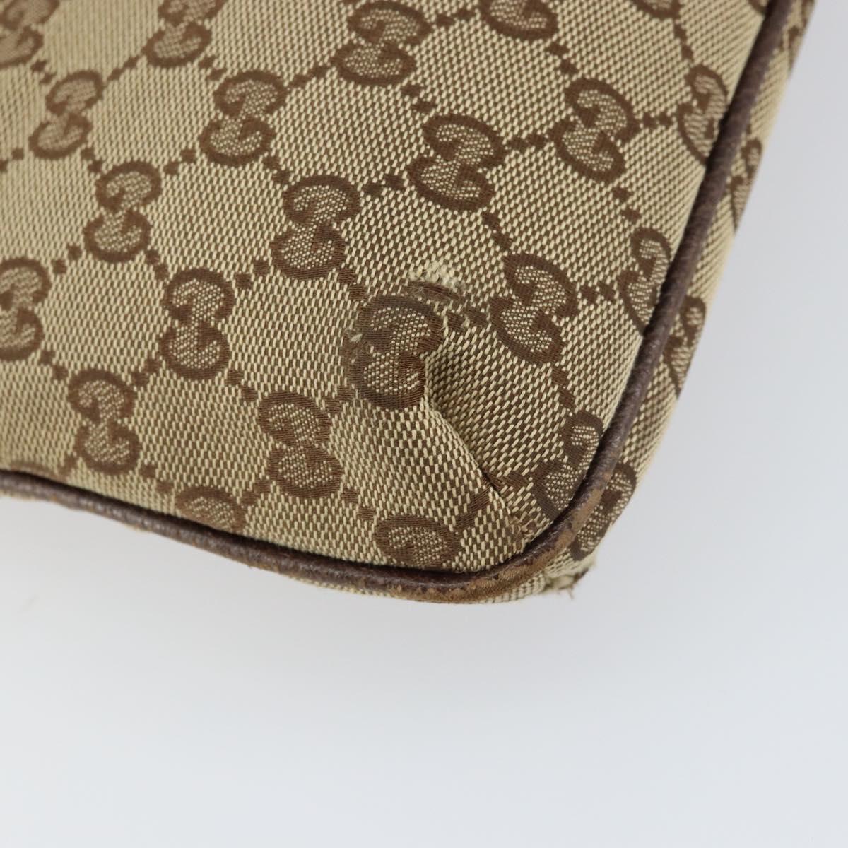 GUCCI GG Canvas Shoulder Bag Beige Silver 122793 Auth 156411