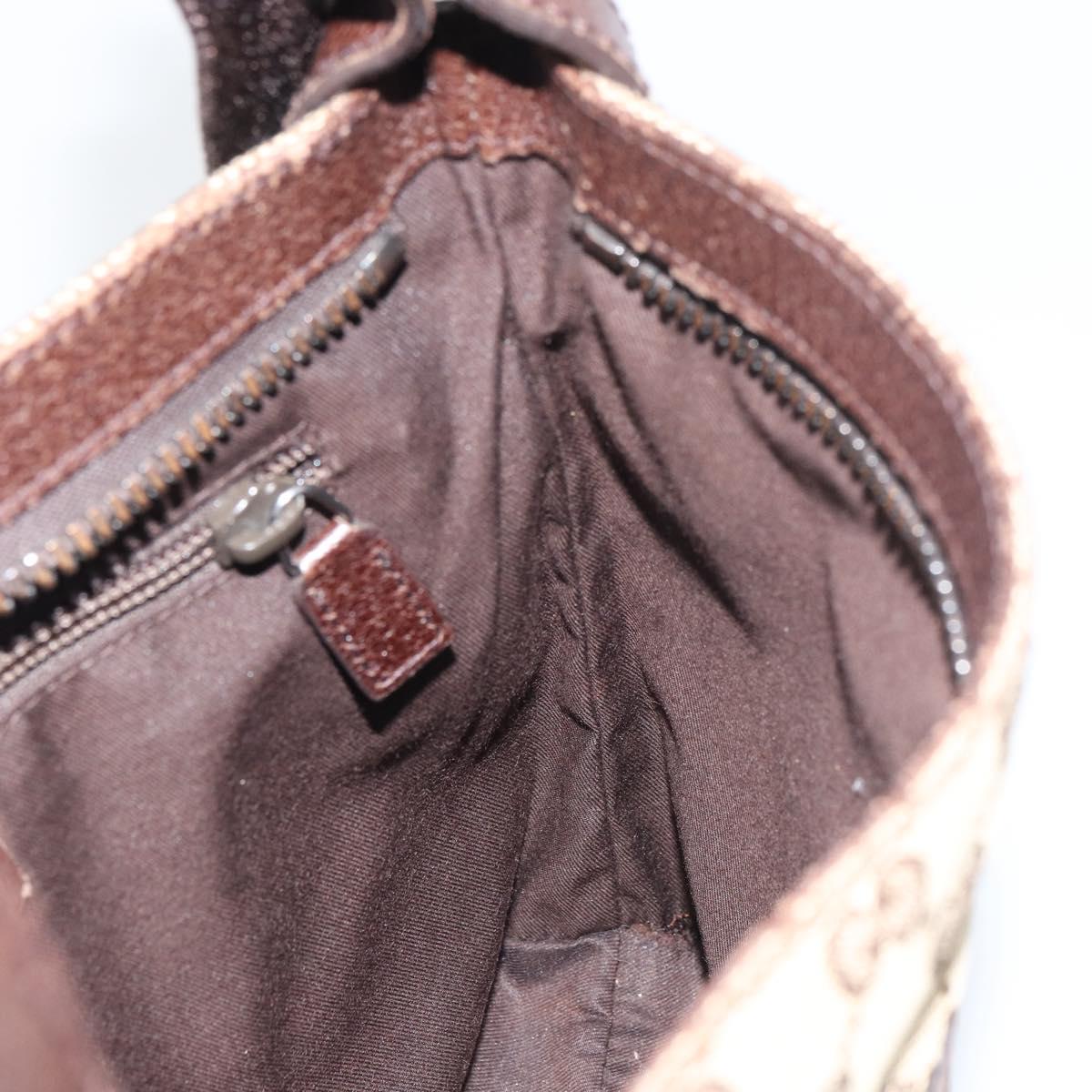 GUCCI GG Canvas Shoulder Bag Beige Silver 122793 Auth 156411