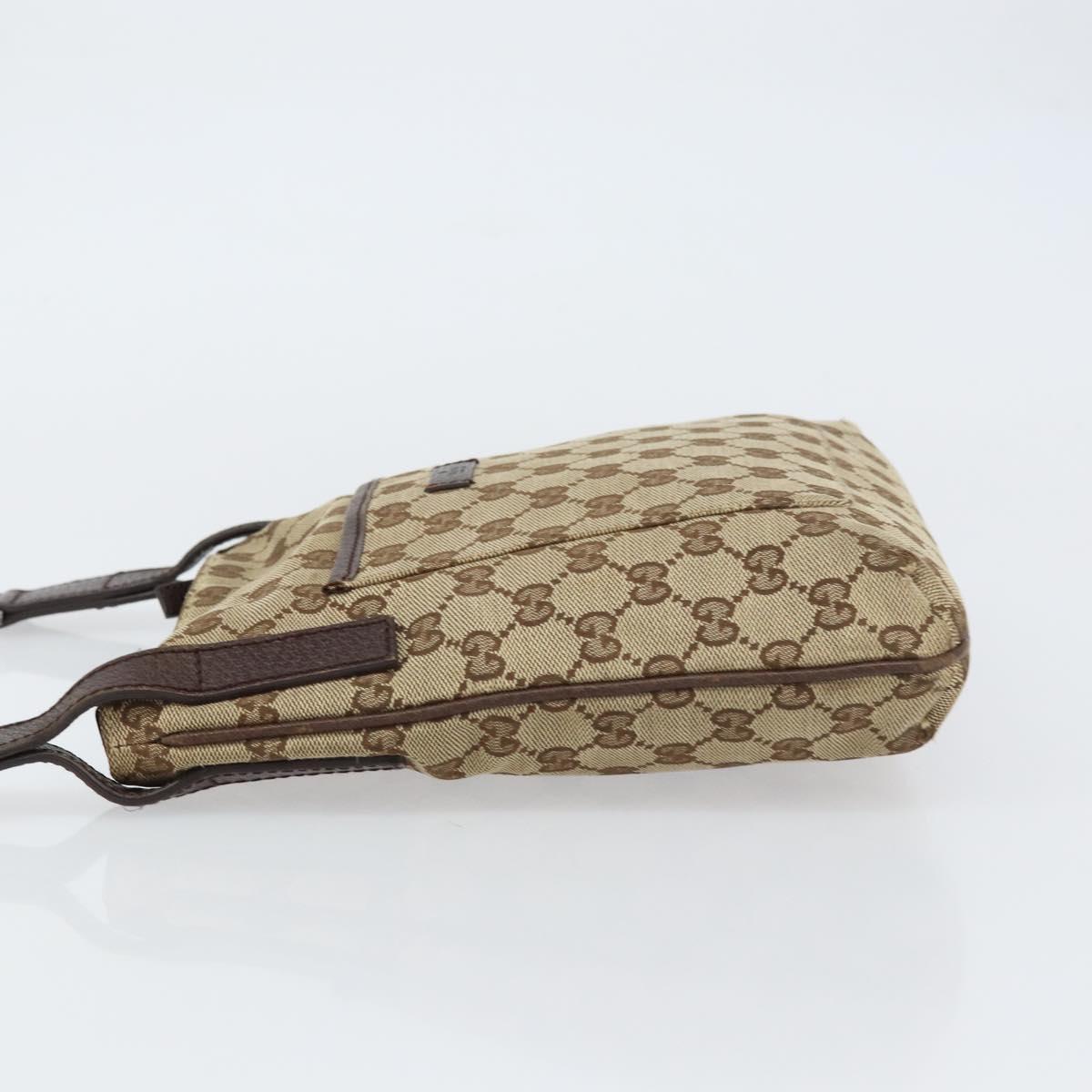 GUCCI GG Canvas Shoulder Bag Beige Silver 122793 Auth 156411