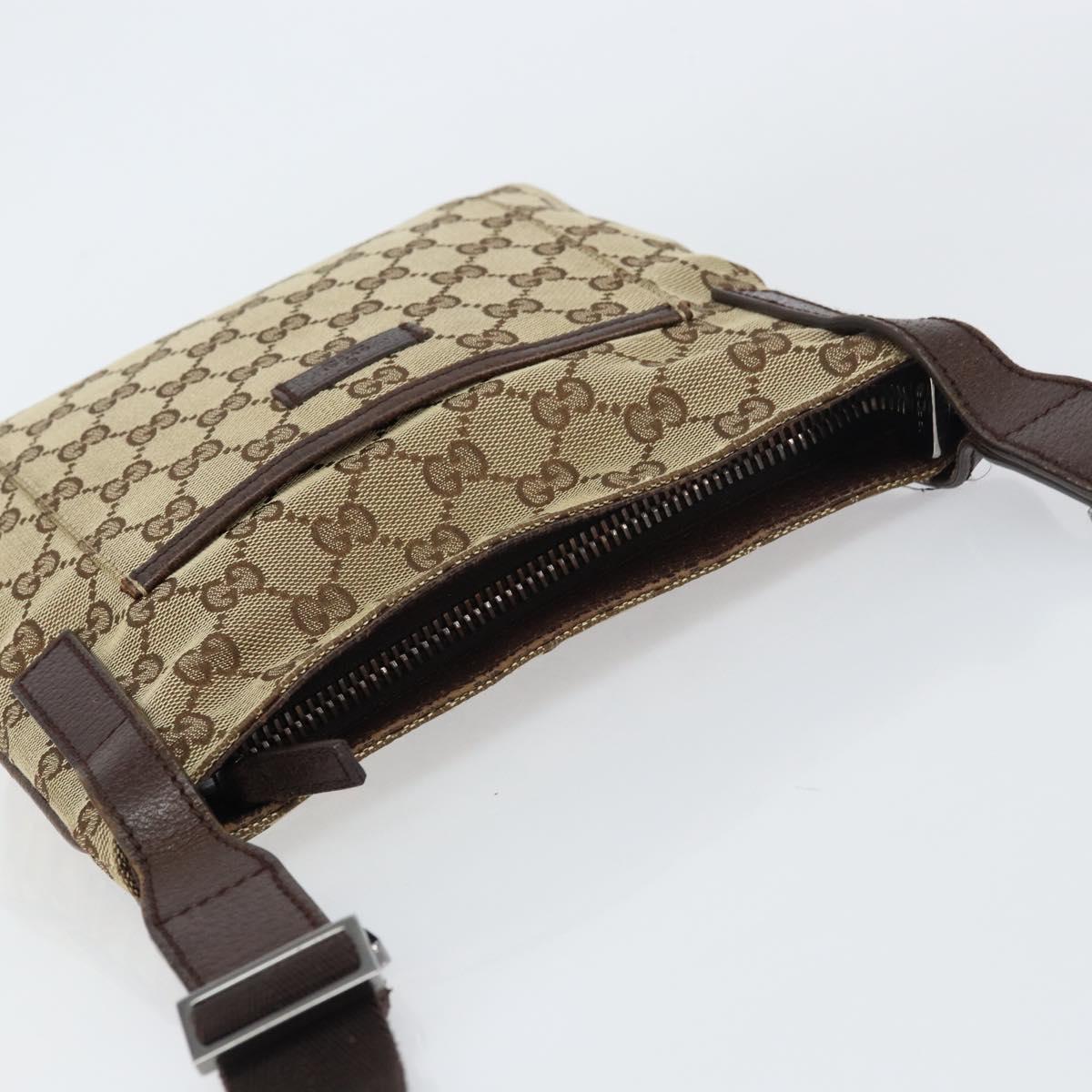 GUCCI GG Canvas Shoulder Bag Beige Silver 122793 Auth 156411