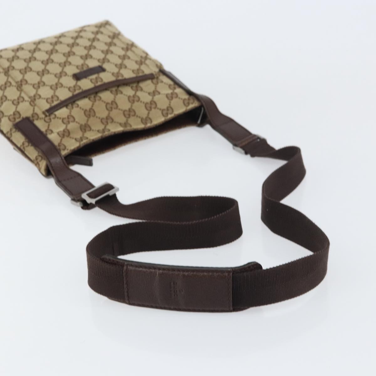 GUCCI GG Canvas Shoulder Bag Beige Silver 122793 Auth 156411