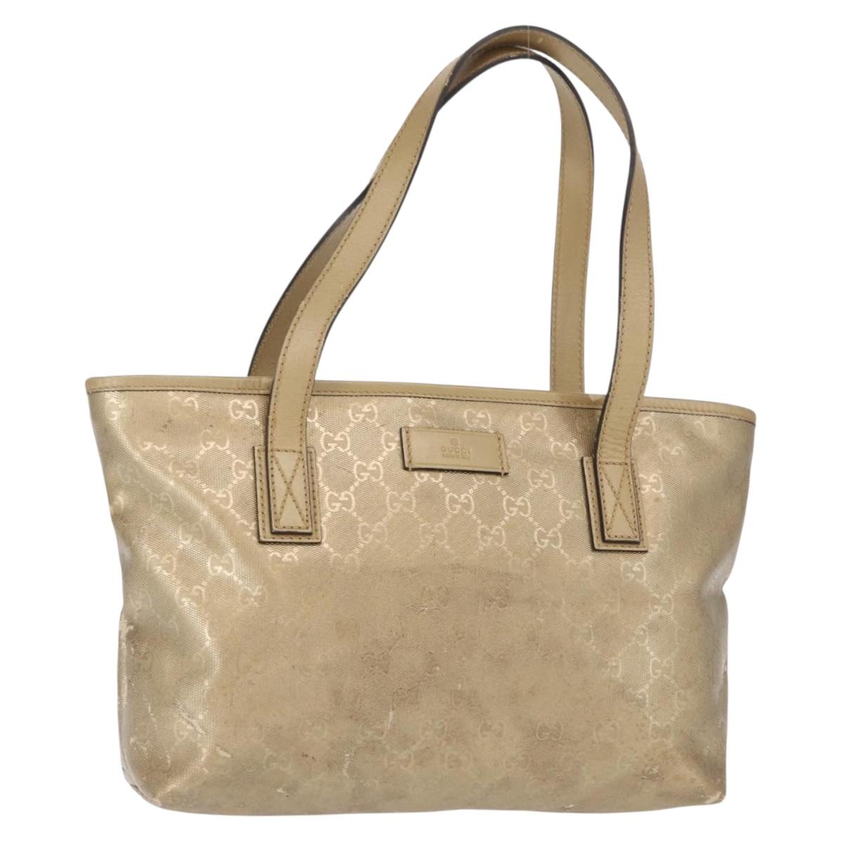 GUCCI GG implementation Tote Bag PVC Gold 211138 Auth 156414