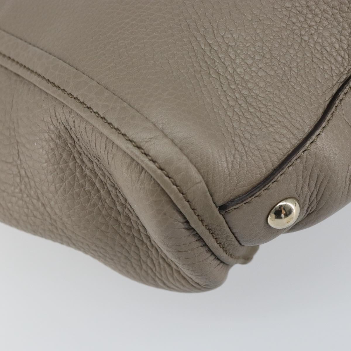 GUCCI Soho Hand Bag Leather Gray Gold 282307 Auth 156415