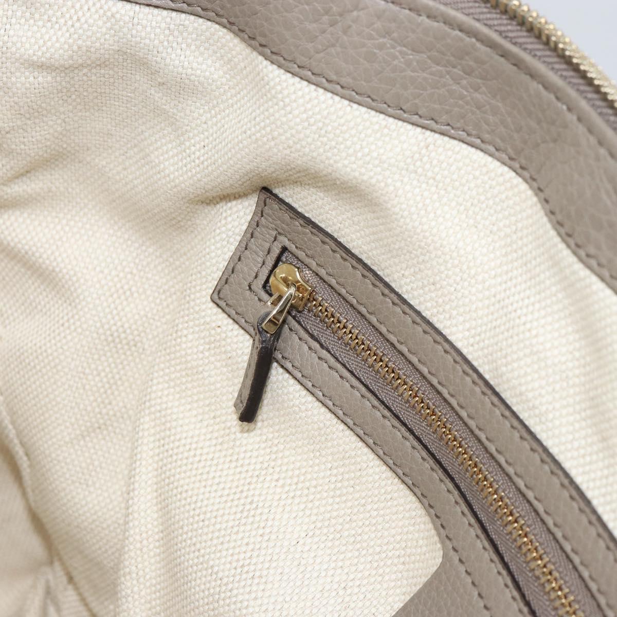 GUCCI Soho Hand Bag Leather Gray Gold 282307 Auth 156415