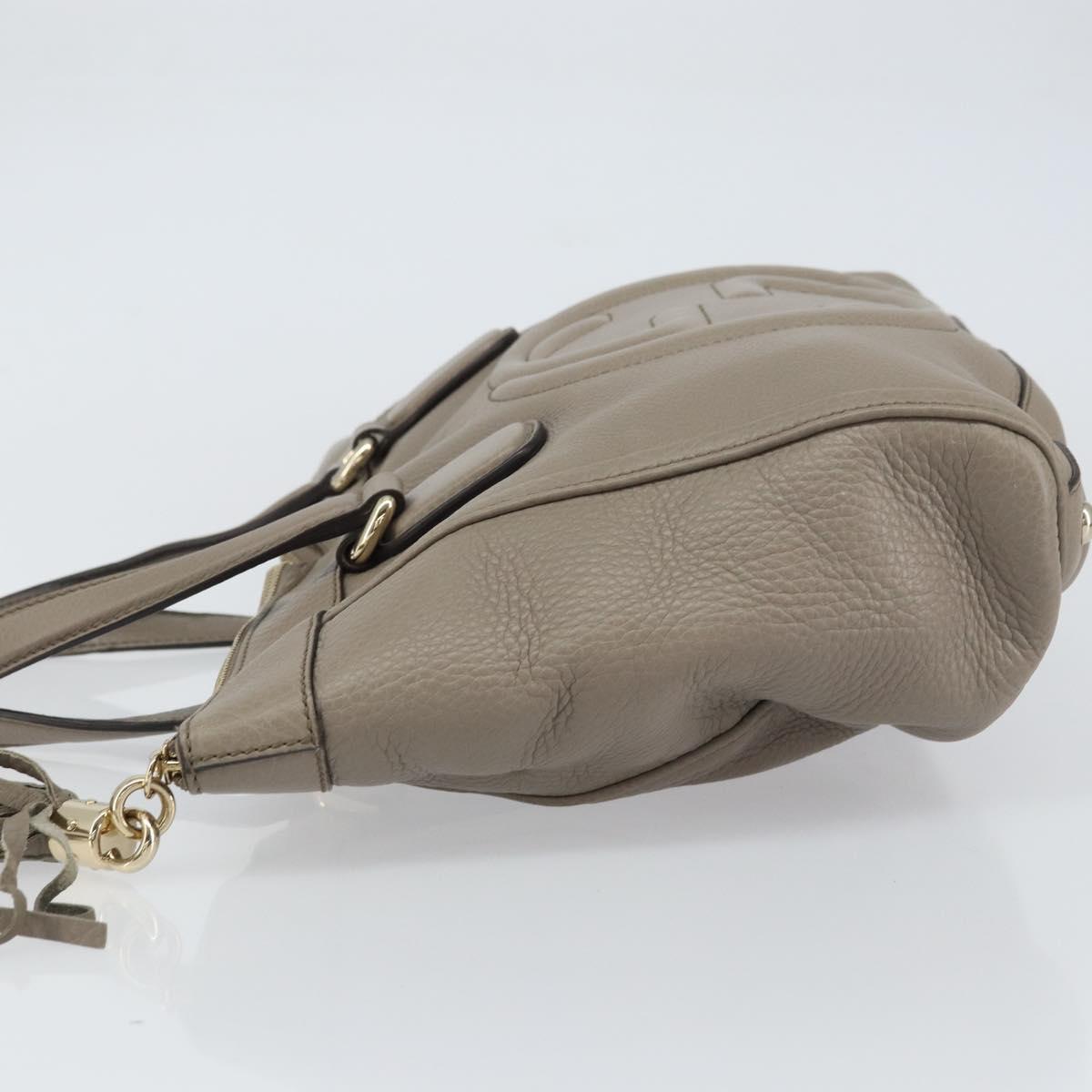 GUCCI Soho Hand Bag Leather Gray Gold 282307 Auth 156415