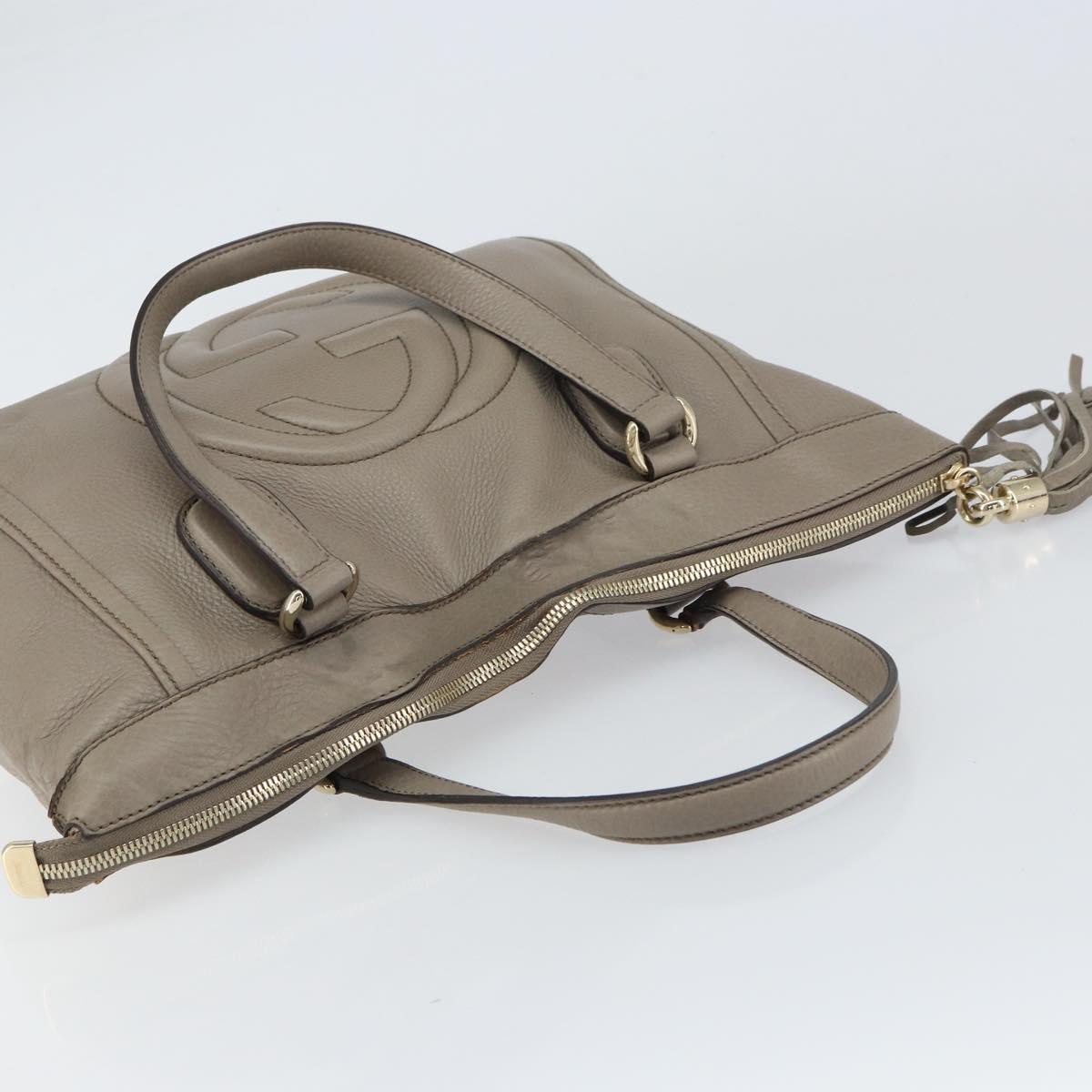 GUCCI Soho Hand Bag Leather Gray Gold 282307 Auth 156415