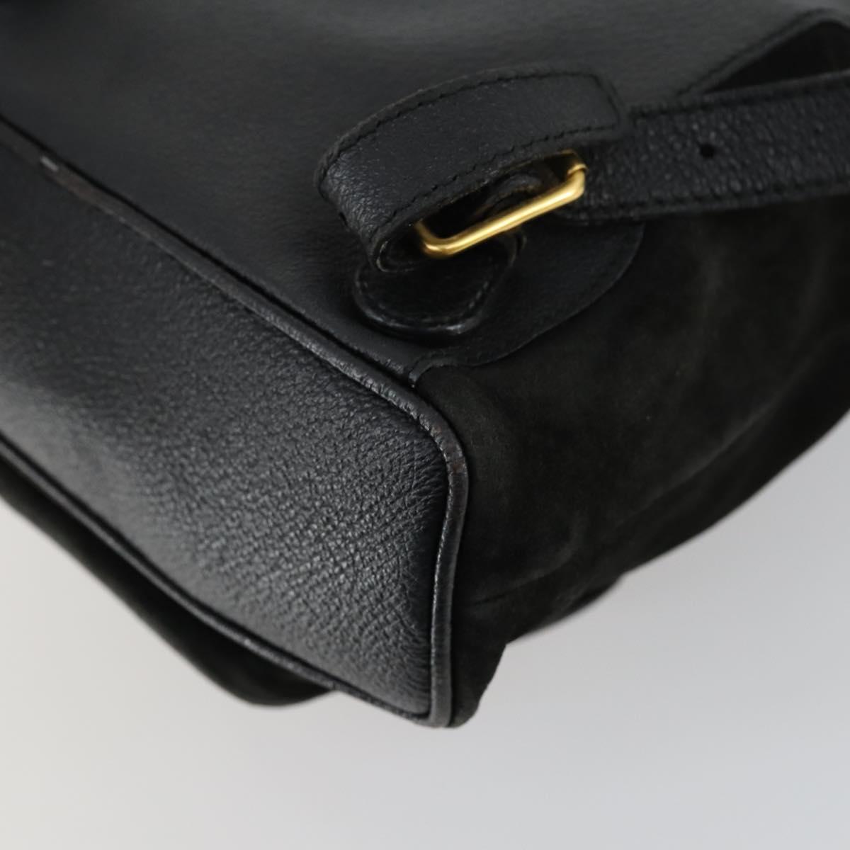GUCCI Bamboo Backpack Leather Black Gold 003 2058 0030 Auth 156416