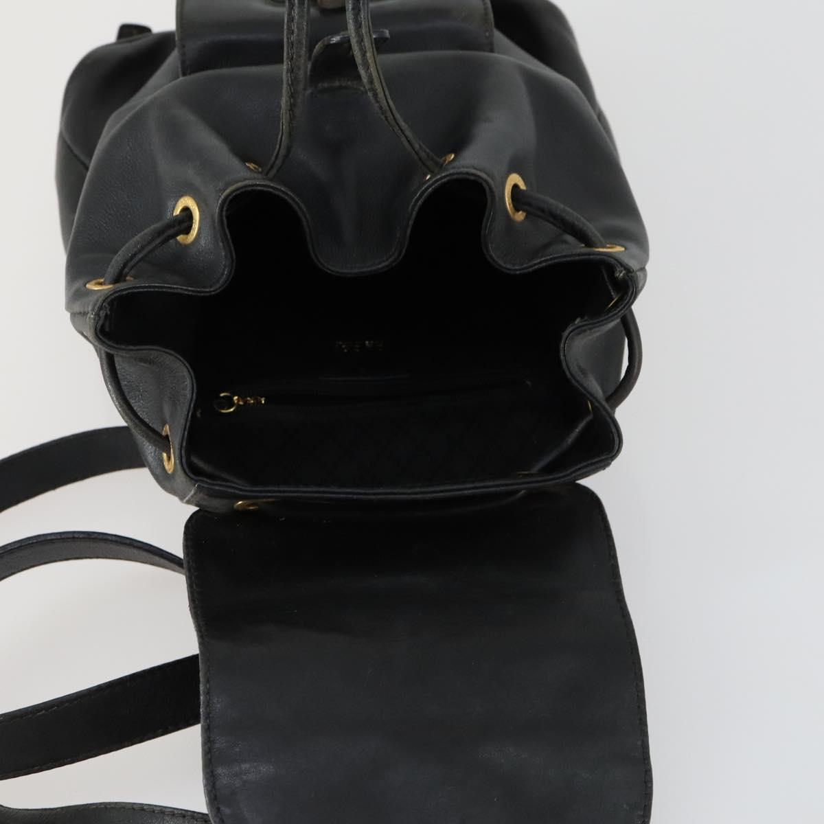 GUCCI Bamboo Backpack Leather Black Gold 003 2034 0030 Auth 156417