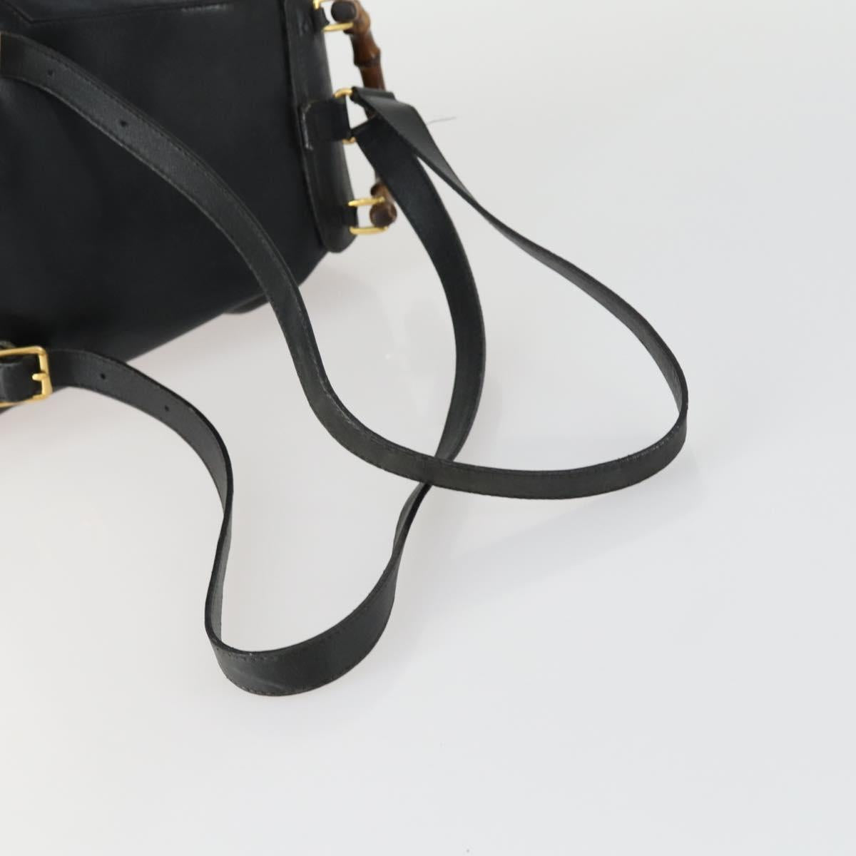GUCCI Bamboo Backpack Leather Black Gold 003 2034 0030 Auth 156417