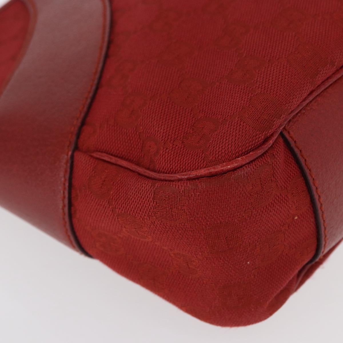 GUCCI GG Canvas Shoulder Bag Red Silver 113012 Auth 156421