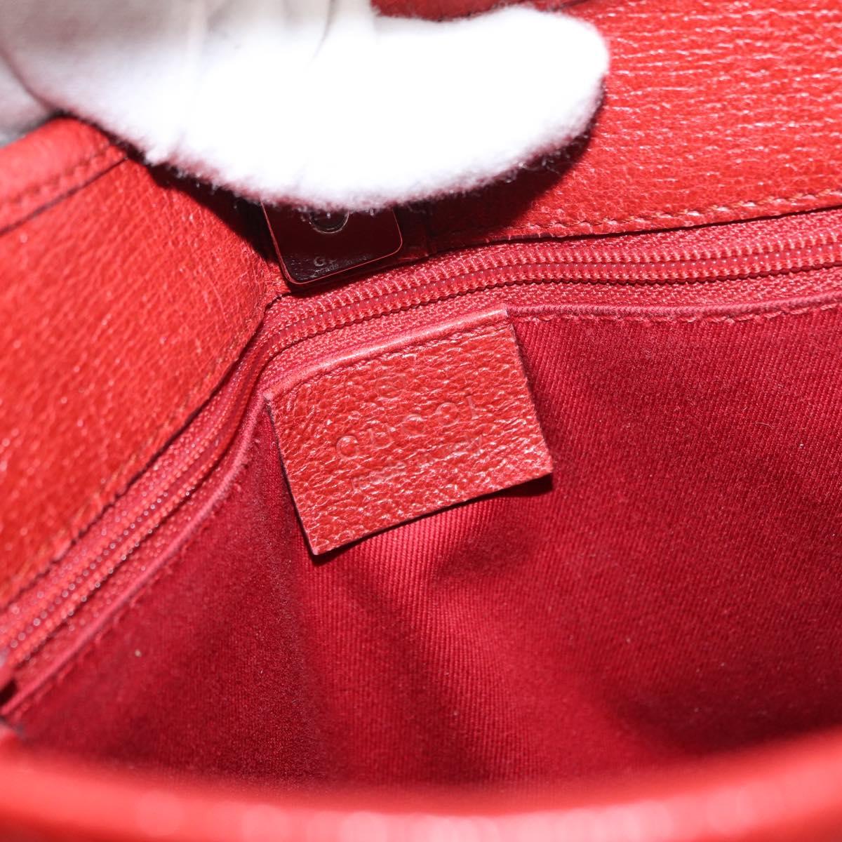 GUCCI GG Canvas Shoulder Bag Red Silver 113012 Auth 156421
