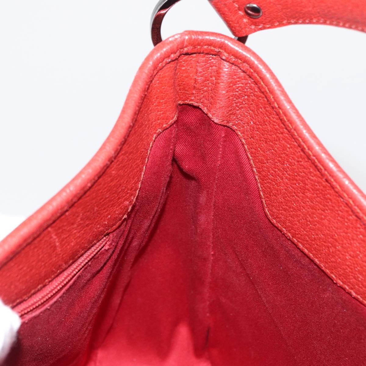 GUCCI GG Canvas Shoulder Bag Red Silver 113012 Auth 156421