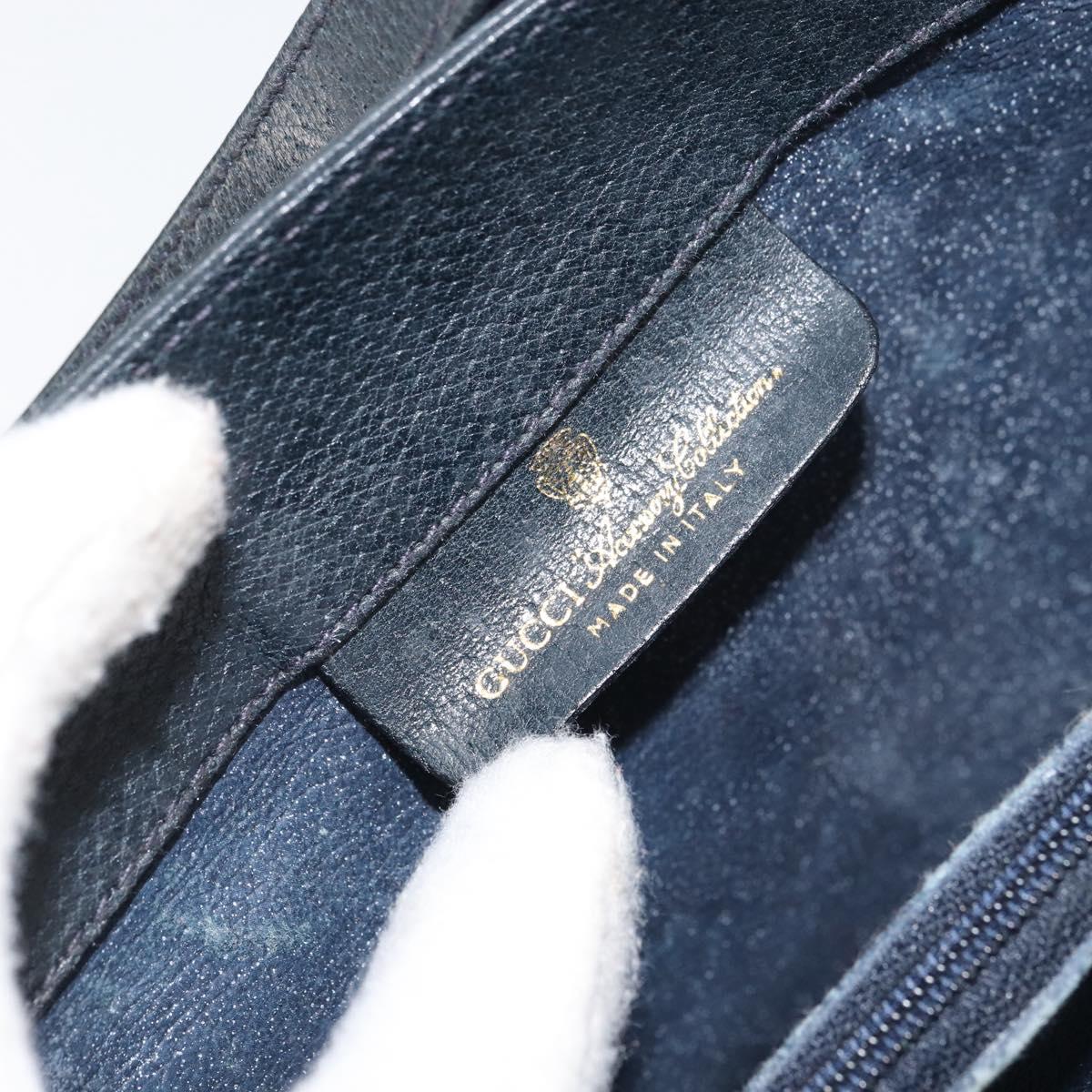 GUCCI GG Supreme Sherry Line Shoulder Bag PVC Navy Gold 10 02 024 Auth 156423