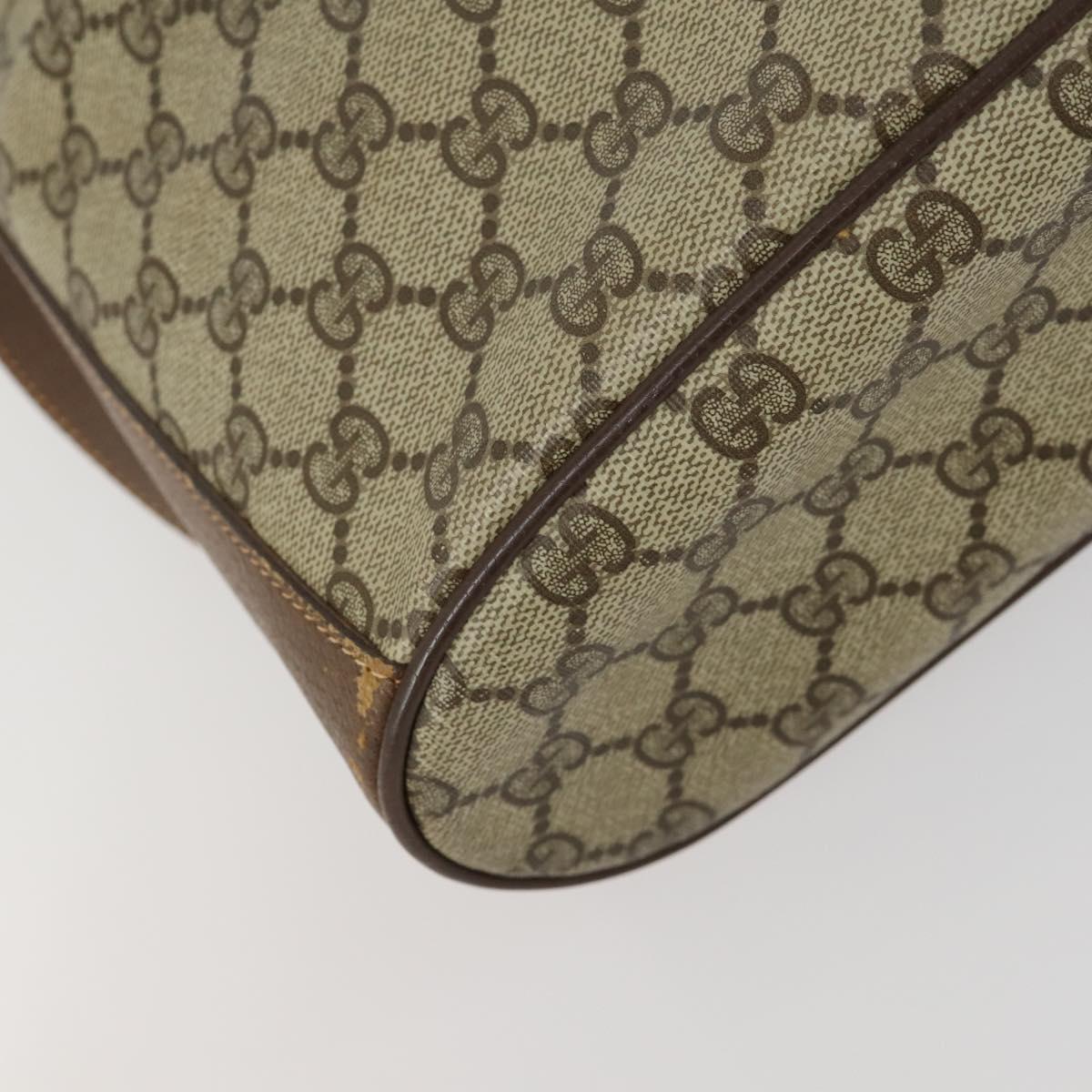 GUCCI GG Supreme Web Sherry Line Bag PVC Beige Gold 41 02 034 Auth 156424