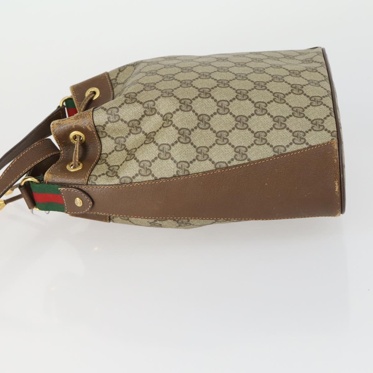 GUCCI GG Supreme Web Sherry Line Bag PVC Beige Gold 41 02 034 Auth 156424